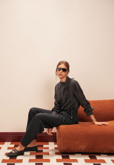 Tie Neck Textured Blouse (2 PCS)