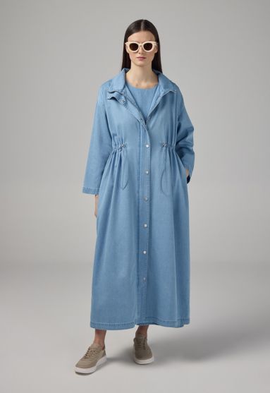 Drawstring Hooded Collar Jacket