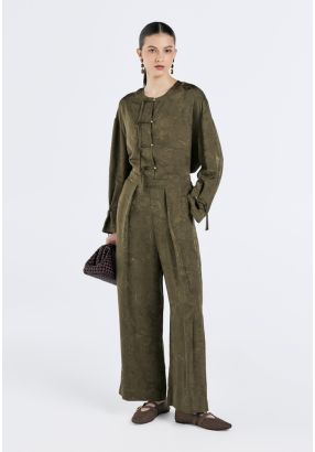 Leaf Texture Jacquard Trousers