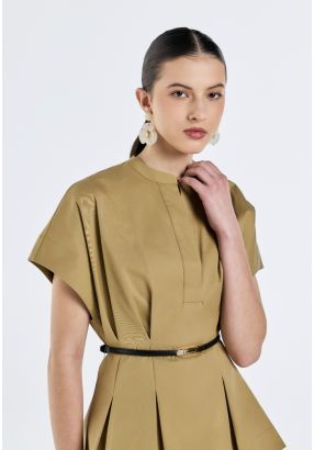 Inverted Pleat Belted Blouse