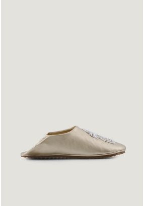 Camel Embellished Flat Mules