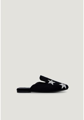 Lurex Star Suede Flat Mules
