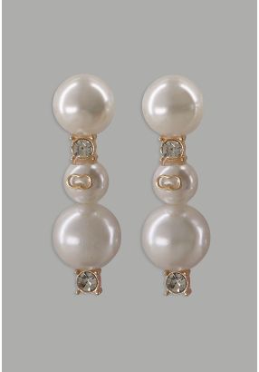 Crystal Faux Pearls Earrings
