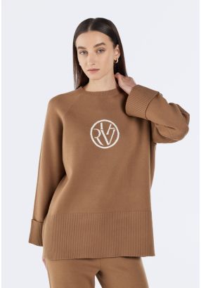 Knitted Sweater with Folded Cuffs