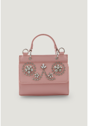 Crystal Flower Top Handle Bag