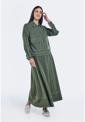 Stitched Flared Maxi Skirt