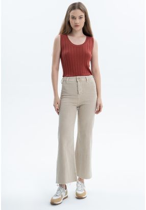 Solid Mid-Rise Wide Leg Jeans