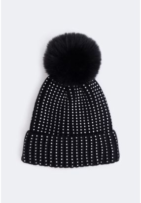 Crystal Embellished Woven Hat