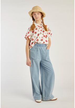 Elastic Waist Denim Pants