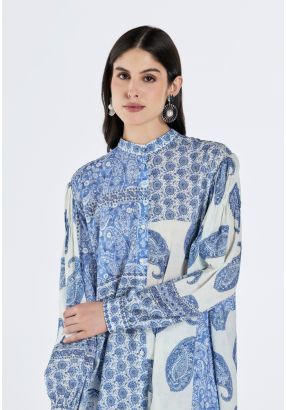 Paisley Print High-Low Shirt