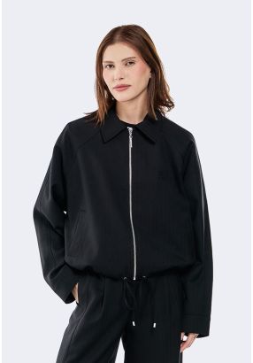 Zip-Up Drawstring Hem Jacket