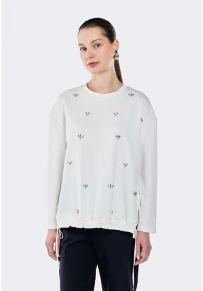 Elastic Waist Crystal Embellished Top