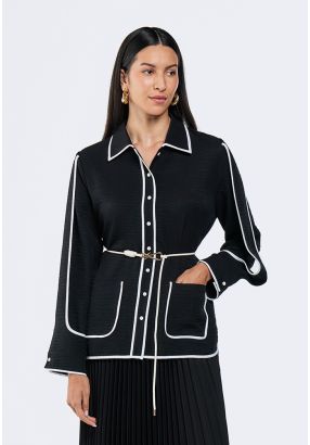 Crinkled Layered Sleeve Shirt