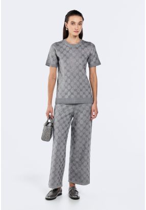 Monogram Crystal Embellished Trousers