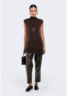 Seam Details PU Leather Trousers