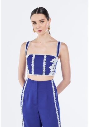 Floral Embroidered Lace Cropped Top