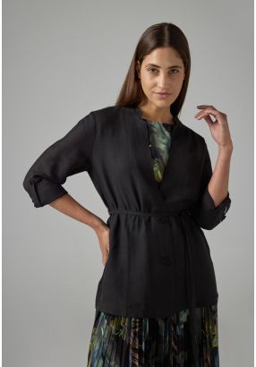 Long Sleeve Solid Belted Jacket