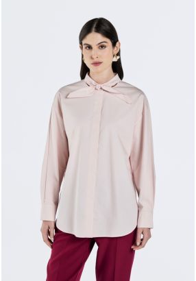 Solid Tie Neck Shirt