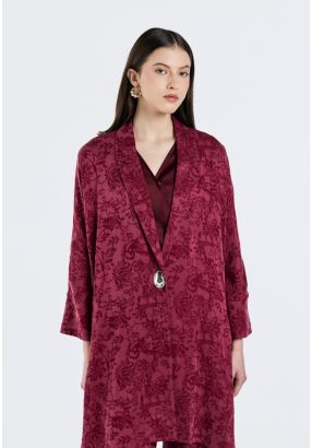 Notched Collar Jacquard Jacket