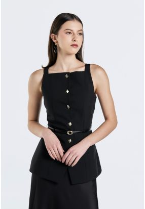 Vest with PU Leather Belt