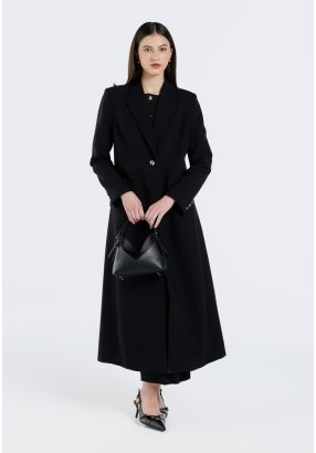 Solid Notched Collar Coat