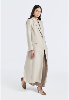 Solid Notched Collar Coat