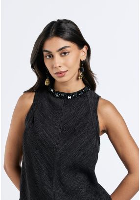 Textured Plisse Beaded Top- Ramadan Style