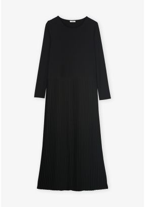 Pleated Hem Basic Dress