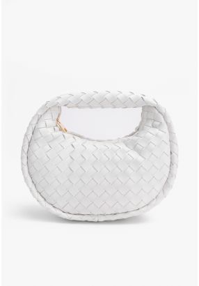 Solid PU Leather Woven Bag
