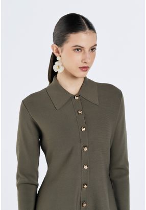 Gold Button Knitted Cardigan