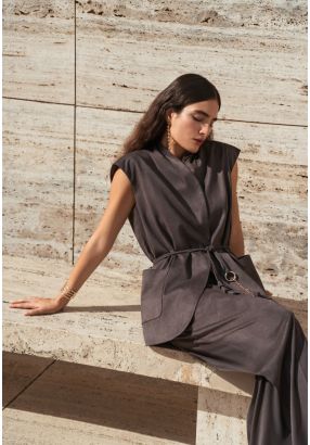 Suede Vest With Loop Belt