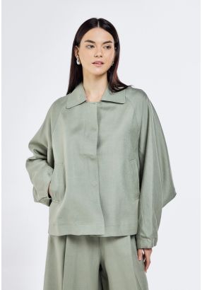 Solid Batwing Sleeve Shirt