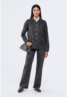 Solid High Waist Jeans