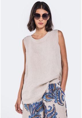 Back Tie Neck Linen Top