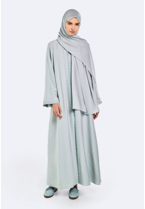 Embroidered Crinkled Abaya With Hijab (2 PCS)
