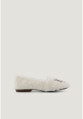 Crystal Embellished Fur Loafers