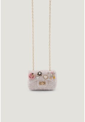 Tweed Flower Pearl Mini Bag