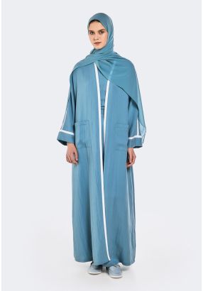 Contrast Panel Abaya With Hijab (2 PCS)