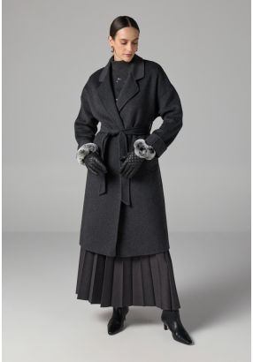Solid Handmade Midi Belted Coat 