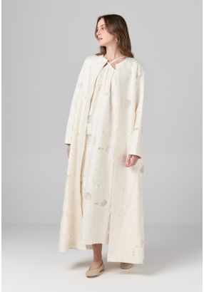 Embroidered Textured Maxi Abaya
