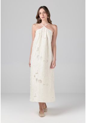 Embroidered Spaghetti Sleeves Dress