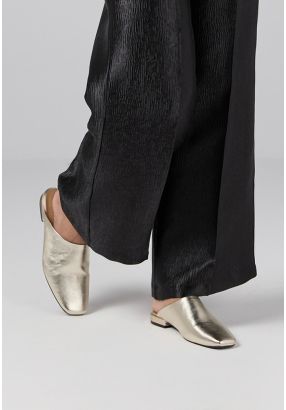 Metallic Square Toe Mules