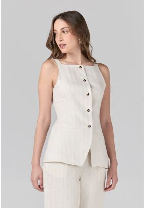 Solid Square Neck Vest
