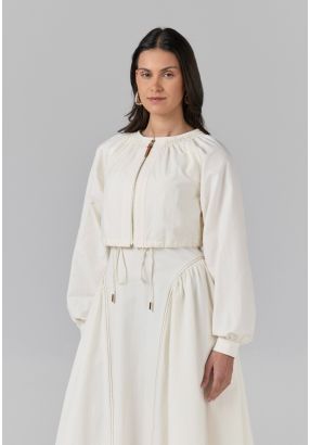 Solid Cropped Zip-Up Jacket