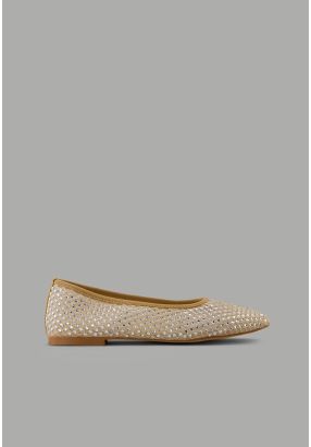 Mesh Strass Embellished Ballerinas