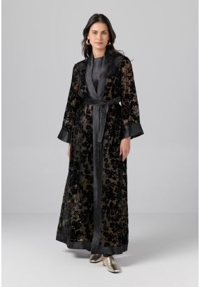 Velvet Burnout Floral Abaya- Ramadan Style