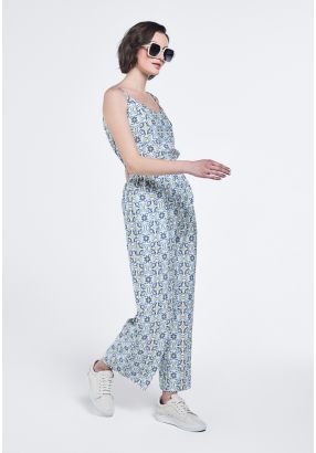 Printed Elastic Waist Trousers