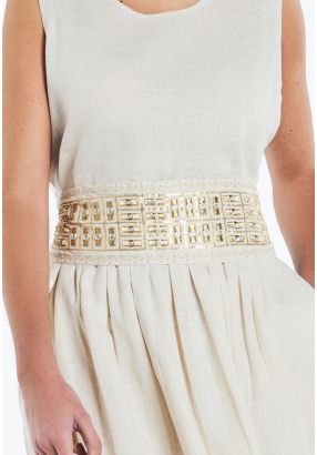 Embroidered Solid Tie Belt