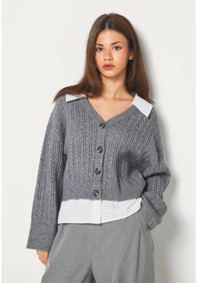 Buttoned V Neck Cardigan