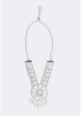 Seashells & Faux Pearls Embellished Necklace